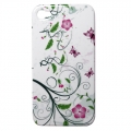 Coque iphone 4 pop art fleurs rose tiges vertes