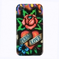 Ed hardy style eternal love flower hard plastic back case cover for iphone 4yuio
